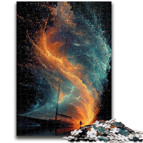 1000-teiliges Puzzle für Erwachsene und Jugendliche, kleines Boot in der Galaxie, 1000-teiliges Puzzle, Lernspiele, Heimdekoration, geeignet für die Schreibtischdekoration (38x26cm) von GKJPOXZJ