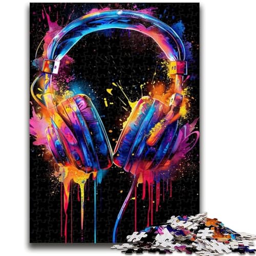 1000-teiliges Puzzle für Erwachsene und Jugendliche,Kopfhörer,Bunte Splash-Art-Puzzles für Erwachsene,anspruchsvolles Spielspielzeug,Wanddekoration,einzigartige Geburtstags von GKJPOXZJ