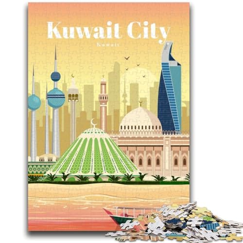 1000-teiliges Puzzle für Erwachsene und Jugendliche Reise nach Kuwait-Stadt 1000 Teile für Erwachsene, anspruchsvolles Spiel, Geschenke für die ganze Familie (26x38cm) von GKJPOXZJ