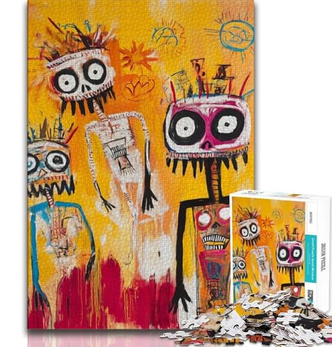 1000-teiliges Puzzle für Erwachsene und Jugendliche im Basquiat-Stil, schwierige Herausforderung zum Stressabbau mit passendem Poster und Quizblatt, 75x50cm von GKJPOXZJ