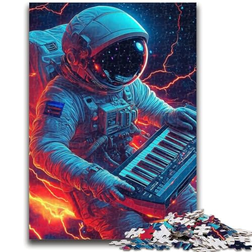 1000-teiliges Puzzle für Erwachsene und Teenager, Astronaut spielt Musik, Teenager-Puzzles, Lernspielzeug, lustige Familienspiele, einzigartige Heimdekoration (38x26cm) von GKJPOXZJ