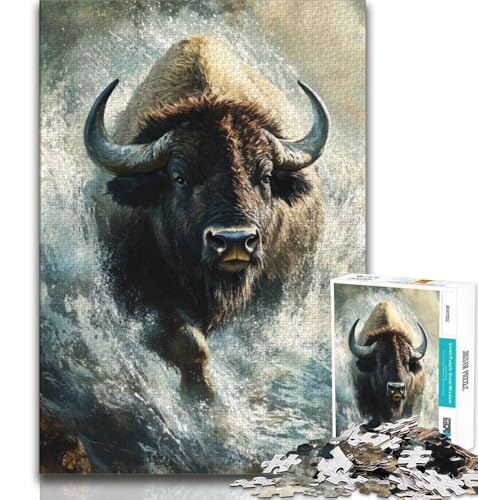 1000-teiliges Puzzle für Erwachsene und Teenager, Büffel, Spielzeug, Lernspiele, Stressabbau, tolle Geschenke und Spielzeuge, 38x26cm von GKJPOXZJ