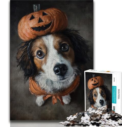 1000-teiliges Puzzle für Erwachsene und Teenager, Halloween-Hunde, Lernspiele, Heimdekoration, ganze Familie, 38x26cm von GKJPOXZJ