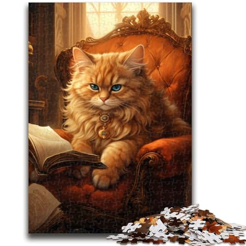1000-teiliges Puzzle für Erwachsene und Teenager, Katzen-Lesebuch-Puzzle, Familienunterhaltungsspielzeug mit passendem Poster und Quizblatt (50x75cm) von GKJPOXZJ