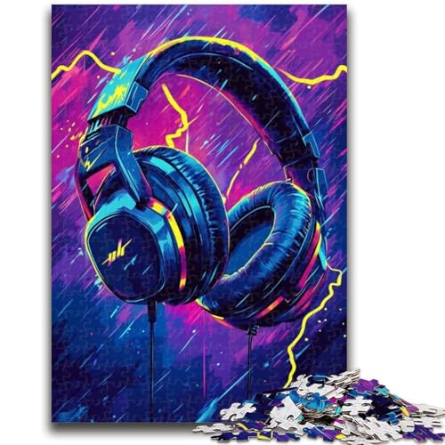 1000-teiliges Puzzle für Erwachsene und Teenager, Kopfhörer-Puzzles für Teenager, Stressabbau, Urlaub zu Hause, Zeit totschlagen, Liebe zwischen Paaren stärken, (50x75cm) von GKJPOXZJ