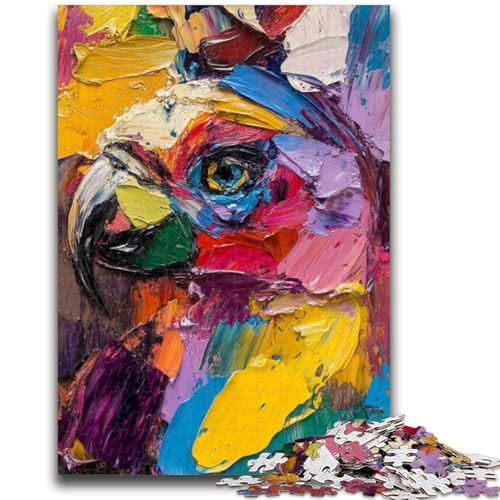 1000-teiliges Puzzle für Erwachsene und Teenager, Papageien-Ölgemälde, 1000 Teile für Teenager, Stressabbau, schwierige Herausforderung, Heimdekorationsspielzeug (50x75cm) von GKJPOXZJ