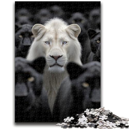 1000-teiliges Puzzle für Erwachsene und Teenager, schwarz-weißer Löwe, Puzzle für Erwachsene, als Lernspiel, Herausforderung, Spielzeug, Geburtstagsgeschenk, Geschenke, Wandkunst (26x38cm) von GKJPOXZJ