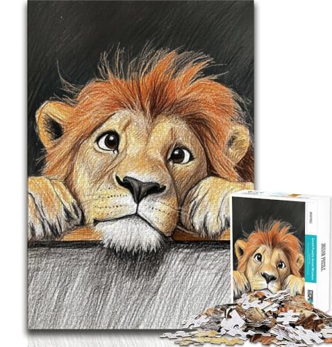 1000-teiliges Puzzle für Erwachsene und Teenager, trauriger Löwe, anspruchsvolles Spielspielzeug, Wanddekoration, einzigartige Geburtstags, 38x26cm von GKJPOXZJ