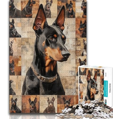 1000-teiliges Puzzle für Erwachsene und Teenager,Dobermann-Pinscher-Collage,hilft dem Gehirn,süchtig machendes Spielzeug zu trainieren,um Geduld zu fördern,Künstlersammlung,bildende Kunst,38x26cm von GKJPOXZJ