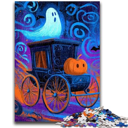 1000-teiliges Puzzle für Jugendliche und Erwachsene, Halloween-Kürbiskutsche, 1000-teiliges Puzzle, für Lernspiele, Herausforderungsspielzeug, als Geschenk für die ganze Familie (50x75cm) von GKJPOXZJ