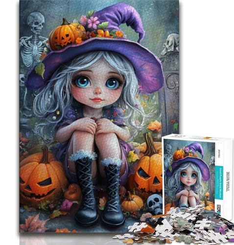 1000-teiliges Puzzle für Jugendliche und Erwachsene, Halloween-Mädchen, für Lernspiele, Herausforderungsspielzeug, einzigartige Heimdekoration und Geschenke, 75x50cm von GKJPOXZJ