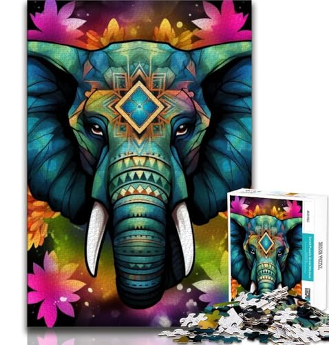 1000-teiliges Puzzle für Jugendliche und Erwachsene, Kunstelefant, Spielzeug, Lernspiele, Stressabbau, tolle Geschenke und Spielzeuge, 38x26cm von GKJPOXZJ