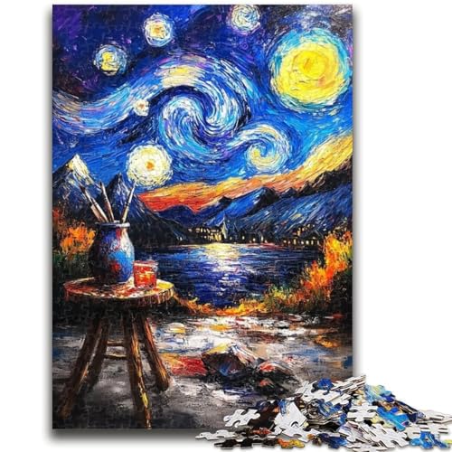 1000-teiliges Puzzle für Jugendliche und Erwachsene, Malen unter dem Nachthimmel, 1000-teiliges Puzzle, Zeitvertreib zu Hause mit vollständig ineinandergreifenden, zufällig geformten Teilen (26x38cm) von GKJPOXZJ