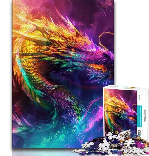 1000-teiliges Puzzle für Jugendliche und Erwachsene, Regenbogendrache, Lernspiele, Heimdekoration, Lernspiel für Geburtstag, Weihnachten, 75x50cm von GKJPOXZJ