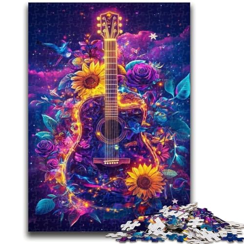 1000-teiliges Puzzle für Jugendliche und Erwachsene, Sonnenblumengitarre, 1000 Teile für Erwachsene, pädagogisches Spielzeug zum Stressabbau, tolle Geschenke und Spielzeuge (50x75cm) von GKJPOXZJ