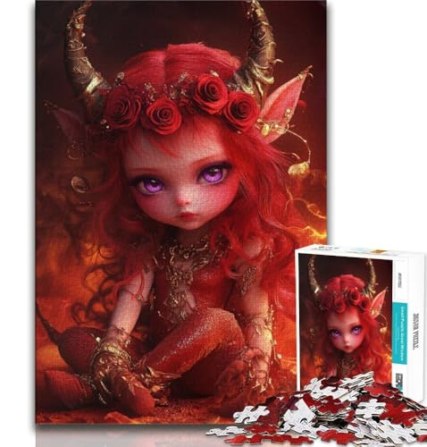 1000-teiliges Puzzle für Jugendliche und Erwachsene, Teufel, kleines Drachenmädchen, Familienspiel zum Stressabbau, schwierige Herausforderung, stärkt die Liebe zwischen Paaren, 38x26cm von GKJPOXZJ