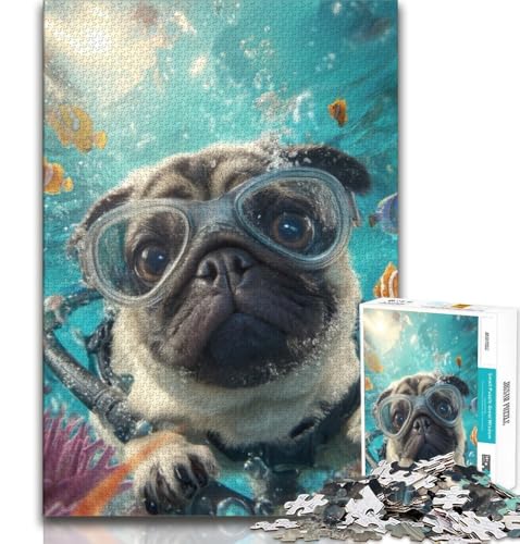 1000-teiliges Puzzle für Jugendliche und Erwachsene, Unterwasserhund, Lernspiele, Heimdekoration, Lernspiel für Geburtstag, Weihnachten, 38x26cm von GKJPOXZJ