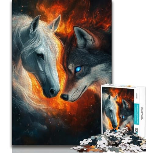 1000-teiliges Puzzle für Jugendliche und Erwachsene, Wolf und Pferd, Spielzeug, Lernspiele, Stressabbau, tolle Geschenke und Spielzeuge, 38x26cm 1000-teiliges Puzzle für Jugendliche und Erwachsene, Wolf und Pferd, Spielzeug, Lernspiele, Stressabbau, tolle Geschenke und Spielzeuge, 38x26cm von GKJPOXZJ