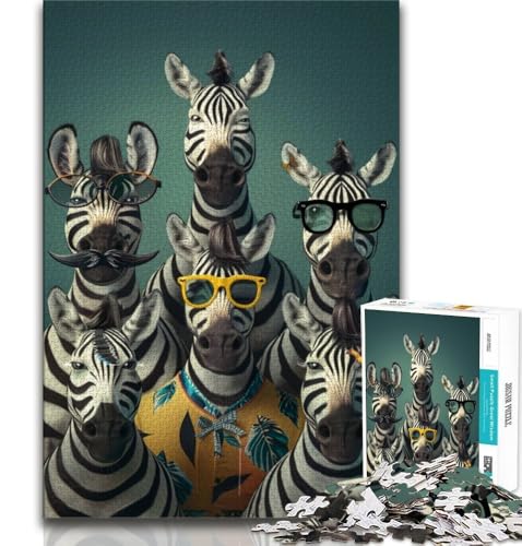 1000-teiliges Puzzle für Jugendliche und Erwachsene, Zebrafamilie, Spielzeug, Lernspiele, Stressabbau, tolle Geschenke und Spielzeuge, 38x26cm von GKJPOXZJ