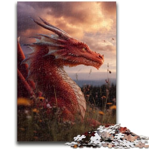 1000-teiliges Puzzle für Jugendliche und Erwachsene, roter Fliegender Drache, Teenager-Puzzles, für anspruchsvolles Spielzeugspiel und Familienspiel (26x38cm) von GKJPOXZJ