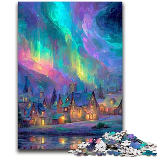 1000-teiliges Puzzle für Jugendliche und Erwachsene Häuser unter der Aurora-Puzzle für Teenager, ganze Familie ab 14 Jahren (75x50cm) von GKJPOXZJ