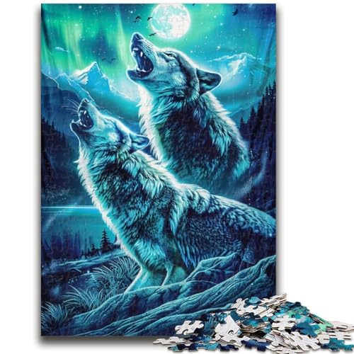1000-teiliges Puzzle für Teenager, „Heulende Wölfe auf dem Berg“, Lernspiele, Heimdekoration, geeignet als Schreibtischdekoration (38x26cm) von GKJPOXZJ