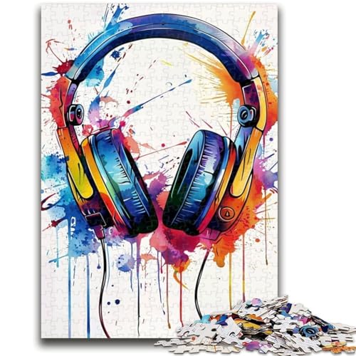 1000-teiliges Puzzle für Teenager, Aquarell-Kopfhörer-Puzzle, Spielzeug, Lernspiele, Stressabbau, einzigartige Geburtstags- und Geschenkideen (75x50cm) von GKJPOXZJ