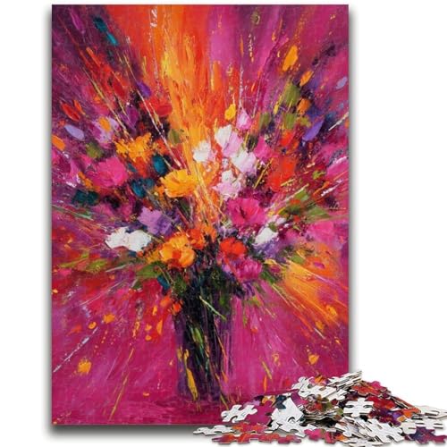 1000-teiliges Puzzle für Teenager, Blumen in Einer Vase, Mal-Puzzle, Lernspiele, Heimdekoration, geeignet für die Schreibtischdekoration (50x75cm) von GKJPOXZJ