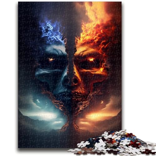 1000-teiliges Puzzle für Teenager, EIS- und Feuerschädel-Puzzles, pädagogisches Spielzeug zum Stressabbau, tolle Geschenke und Spielzeuge, (50x75cm) von GKJPOXZJ