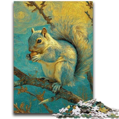 1000-teiliges Puzzle für Teenager, Eichhörnchen-Kunst, 1000 Teile für Erwachsene, Quizspiel, Wanddekoration, einzigartige Geburtstags (50x75cm) von GKJPOXZJ