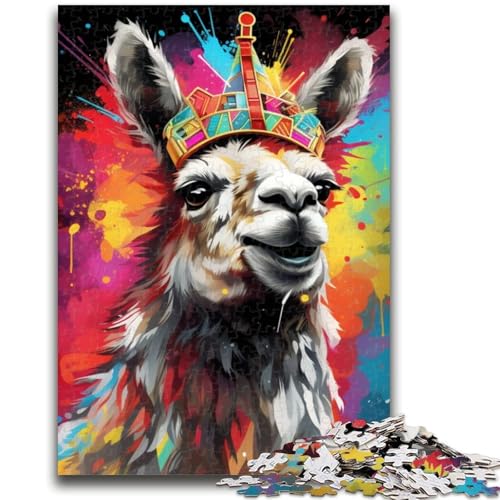 1000-teiliges Puzzle für Teenager, Geschenke, Alpaka mit Krone, Teenager-Puzzles, Lernspiele, Heimdekoration, geeignet für die Schreibtischdekoration (26x38cm) von GKJPOXZJ