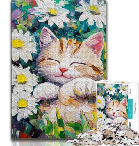 1000-teiliges Puzzle für Teenager, Geschenke, Blumenkatze, Lernspiele, Heimdekoration, Lernspiel für Geburtstag, Weihnachten, 38x26cm von GKJPOXZJ