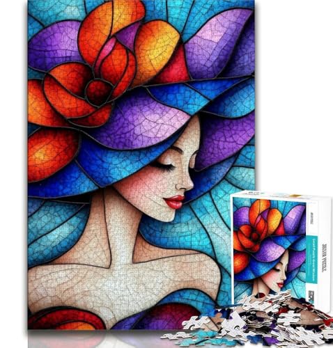 1000-teiliges Puzzle für Teenager, Geschenke, Buntglasfrau, Lernspiele, Heimdekoration, Lernspiel für Geburtstag, Weihnachten, 75x50cm von GKJPOXZJ