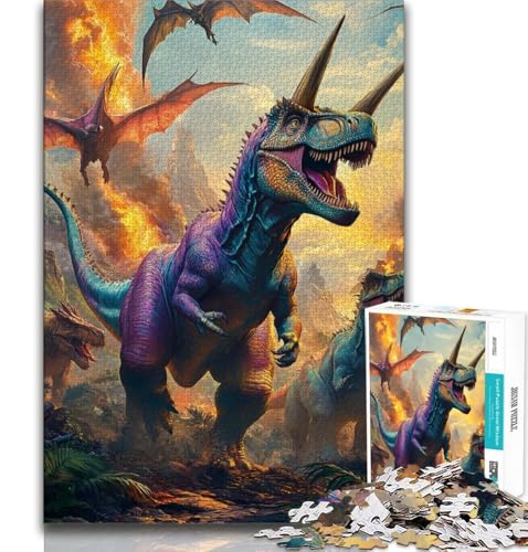 1000-teiliges Puzzle für Teenager, Geschenke, Dinosaurier, Lernspiele, Heimdekoration, Lernspiel für Geburtstag, Weihnachten, 38x26cm von GKJPOXZJ