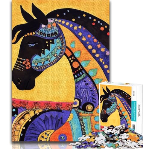 1000-teiliges Puzzle für Teenager, Geschenke, Kunstpferd, Lernspiele, Heimdekoration, Lernspiel für Geburtstag, Weihnachten, 38x26cm von GKJPOXZJ