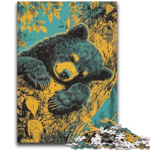 1000-teiliges Puzzle für Teenager, Geschenke, schlafender Braunbär, Puzzle für Erwachsene, Lernspiele, Heimdekoration, geeignet für die Schreibtischdekoration (26x38cm) von GKJPOXZJ
