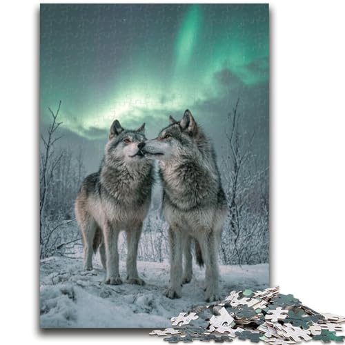 1000-teiliges Puzzle für Teenager, Geschenke Wolf Under The Aurora, 1000 Teile für Erwachsene, Spielzeug, Lernspiele, Stressabbau, einzigartige Geburtstags- und Geschenkideen (26x38cm) von GKJPOXZJ