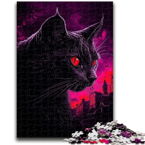 1000-teiliges Puzzle für Teenager, Geschenke zum Malen Einer schwarzen Katze, Puzzles für Teenager, lustiges Geschenk und Aktivität für zu Hause, Spielzeug für Regentage (26x38cm) von GKJPOXZJ