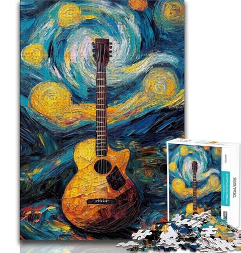 1000-teiliges Puzzle für Teenager, Gitarre unter dem Nachthimmel, Spielzeug, Lernspiele, stressabbauende Künstlersammlung, bildende Kunst, 38x26cm von GKJPOXZJ