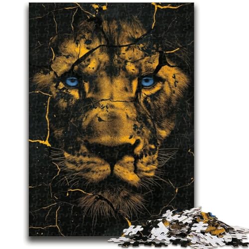 1000-teiliges Puzzle für Teenager, Goldener Schwarzer Löwe, 1000 Teile für Teenager, für Lernspiele, Herausforderungsspielzeug, einzigartige Heimdekoration und Geschenke (26x38cm) von GKJPOXZJ