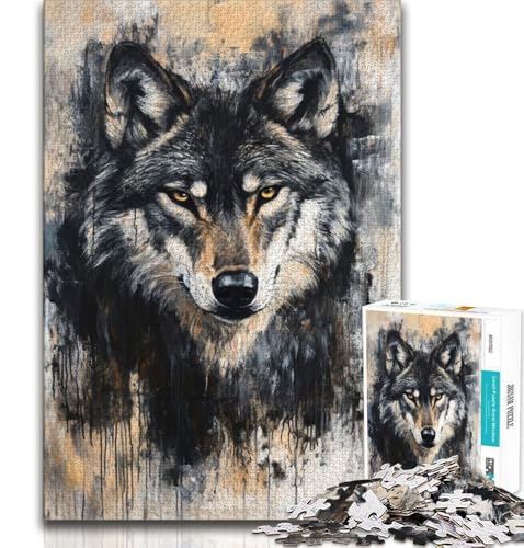 1000-teiliges Puzzle für Teenager, Grauer Wolf, Spielzeug, Lernspiele, Stressabbau, einzigartige Geburtstags- und Geschenkideen, 75x50cm 1000-teiliges Puzzle für Teenager, Grauer Wolf, Spielzeug, Lernspiele, Stressabbau, einzigartige Geburtstags- und Geschenkideen, 75x50cm von GKJPOXZJ