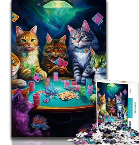 1000-teiliges Puzzle für Teenager, Katzen Spielen Poker, Lernspiele, Heimdekoration, Geburtstagsgeschenk, Geschenke, Wandkunst, 38x26cm 1000-teiliges Puzzle für Teenager, Katzen Spielen Poker, Lernspiele, Heimdekoration, Geburtstagsgeschenk, Geschenke, Wandkunst, 38x26cm von GKJPOXZJ