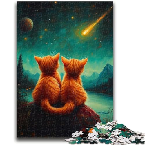 1000-teiliges Puzzle für Teenager, Katzen unter dem Nachthimmel, pädagogisches Spielzeug zum Stressabbau, tolle Geschenke und Spielzeuge, (38x26cm) von GKJPOXZJ