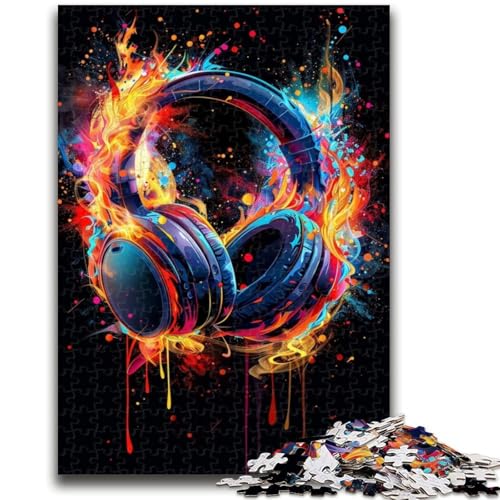 1000-teiliges Puzzle für Teenager, Kopfhörer, buntes Spritzkunst-Puzzle für Erwachsene, lustige Aktivität für zu Hause, Spielzeug für Regentage, Geburtstagsgeschenke, (38x26cm) von GKJPOXZJ