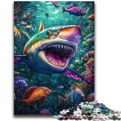 1000-teiliges Puzzle für Teenager, Ozeanhai-Puzzle, pädagogisches Spielzeug zum Stressabbau, tolle Geschenke und Spielzeuge, (50x75cm) von GKJPOXZJ
