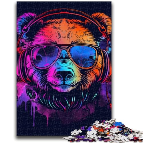 1000-teiliges Puzzle für Teenager, Panda mit Kopfhörer-Puzzles, pädagogisches Spielzeug zum Stressabbau, tolle Geschenke und Spielzeuge, (38x26cm) von GKJPOXZJ