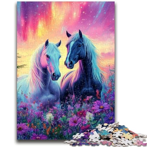 1000-teiliges Puzzle für Teenager, Pferde unter der Aurora, Lernspiel, Herausforderung, Spielzeug, Geburtstagsgeschenk, Geschenke, Wandkunst (38x26cm) von GKJPOXZJ
