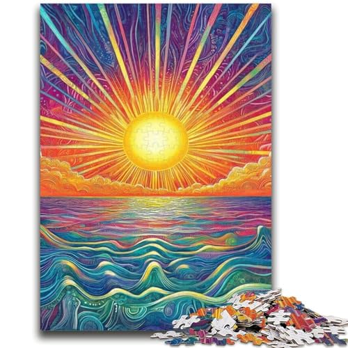 1000-teiliges Puzzle für Teenager, Psychedelic Sun, Puzzle für Erwachsene, Quizspiel, ganze Familie (26x38cm) von GKJPOXZJ