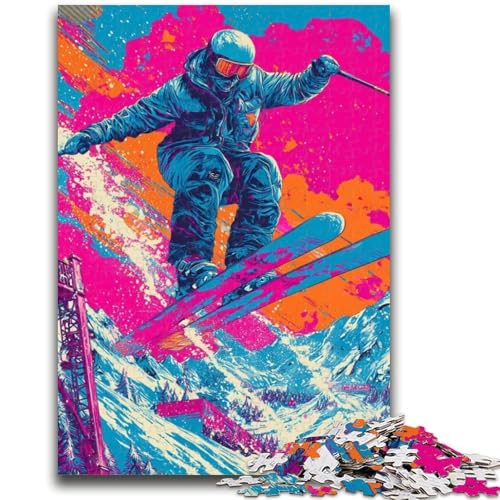 1000-teiliges Puzzle für Teenager, Skifahrer, 1000-teiliges Puzzle, Lernspielzeug und Spiele für Erwachsene und Teenager (75x50cm) von GKJPOXZJ