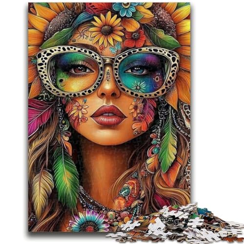 1000-teiliges Puzzle für Teenager, Sonnenbrillen-Frau, Puzzles für Teenager, Quizspiel, Wanddekoration, einzigartige Geburtstags (38x26cm) von GKJPOXZJ
